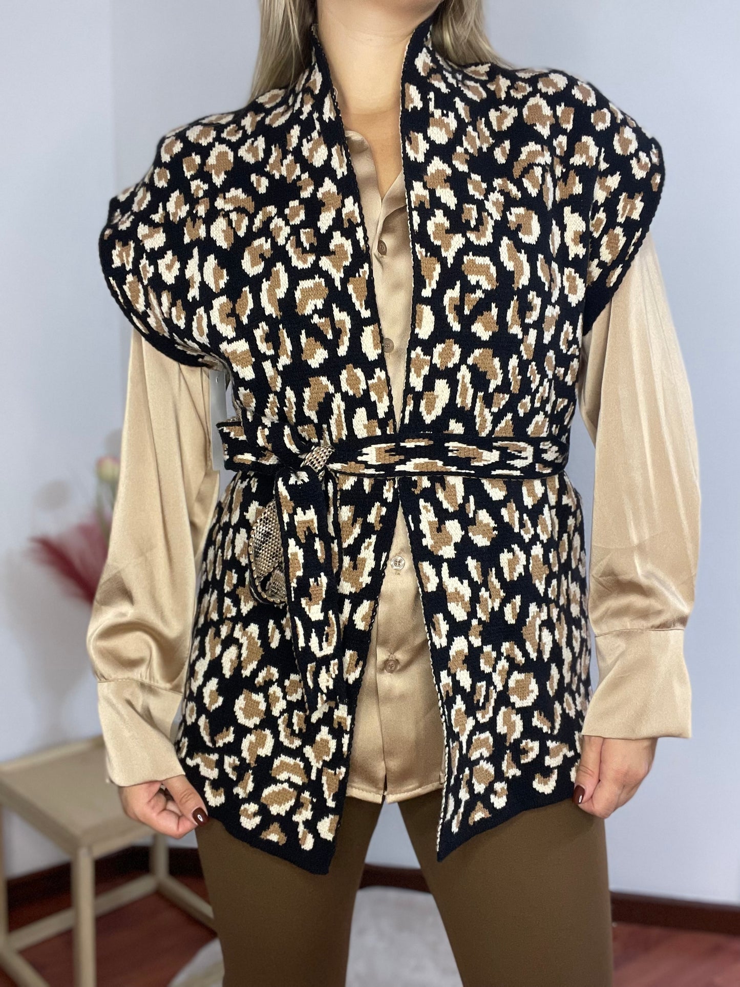 Gilet Leopardato Nero